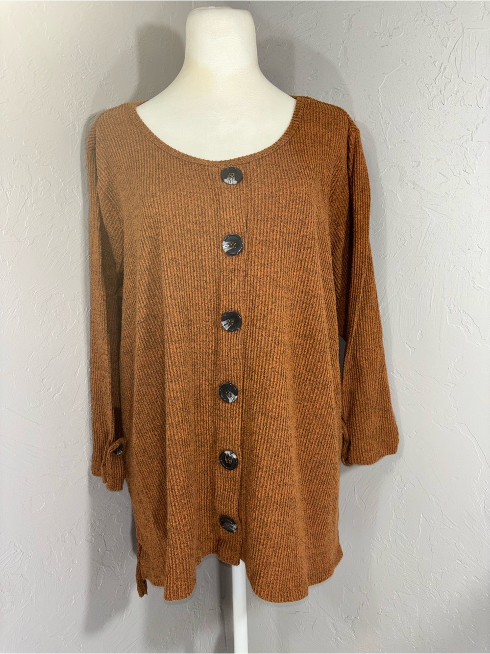 French Laundry Rust Button-Front Knit Tunic